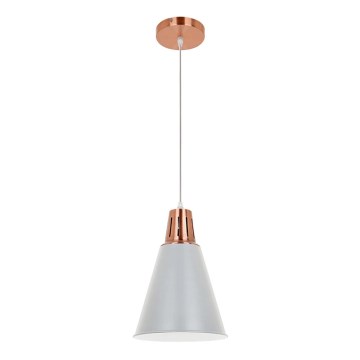 Ljuskrona med upphängningsrem SHADE 1xE27/15W/230V koppar/grå