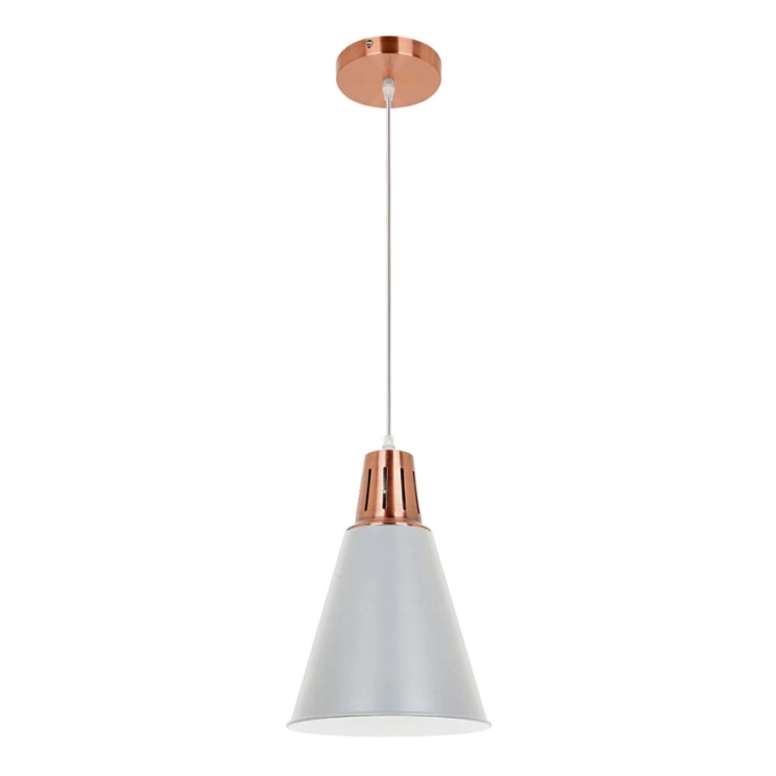 Ljuskrona med upphängningsrem SHADE 1xE27/15W/230V koppar/grå