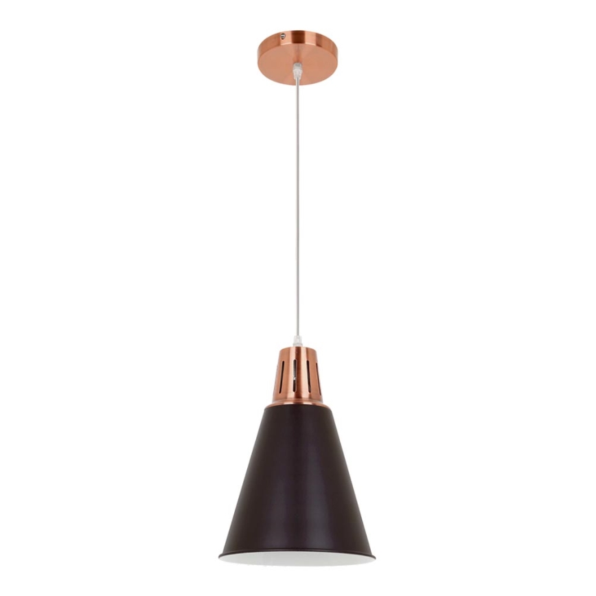 Ljuskrona med upphängningsrem SHADE 1xE27/15W/230V koppar/svart