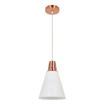 Ljuskrona med upphängningsrem SHADE 1xE27/15W/230V koppar/vit
