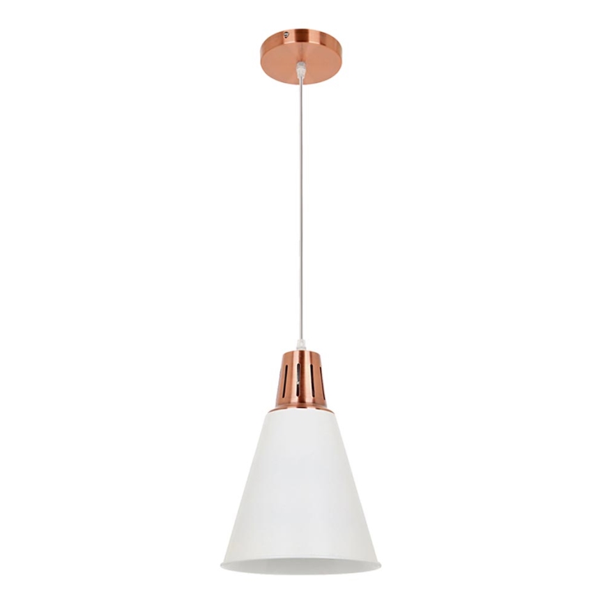 Ljuskrona med upphängningsrem SHADE 1xE27/15W/230V koppar/vit