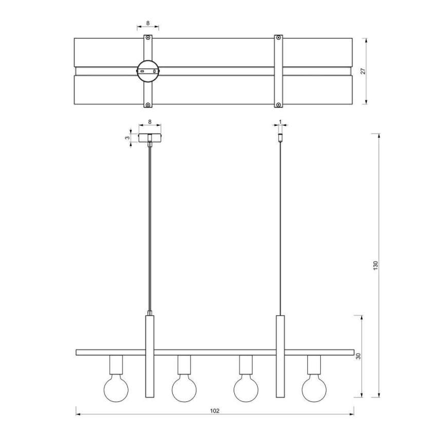 Ljuskrona med upphängningsrem SHELF 4xE27/60W/230V