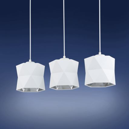 Ljusskrona med upphängningsrem  SIRO 3xE27/15W/230V vit /silver