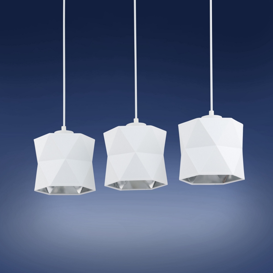 Ljusskrona med upphängningsrem  SIRO 3xE27/15W/230V vit /silver