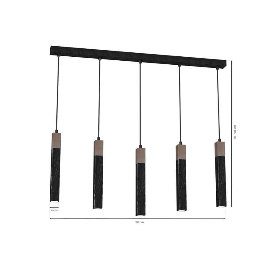 Ljusskrona med upphängningsrem  SOLO 5xGU10/MR11/40W/230V svart 