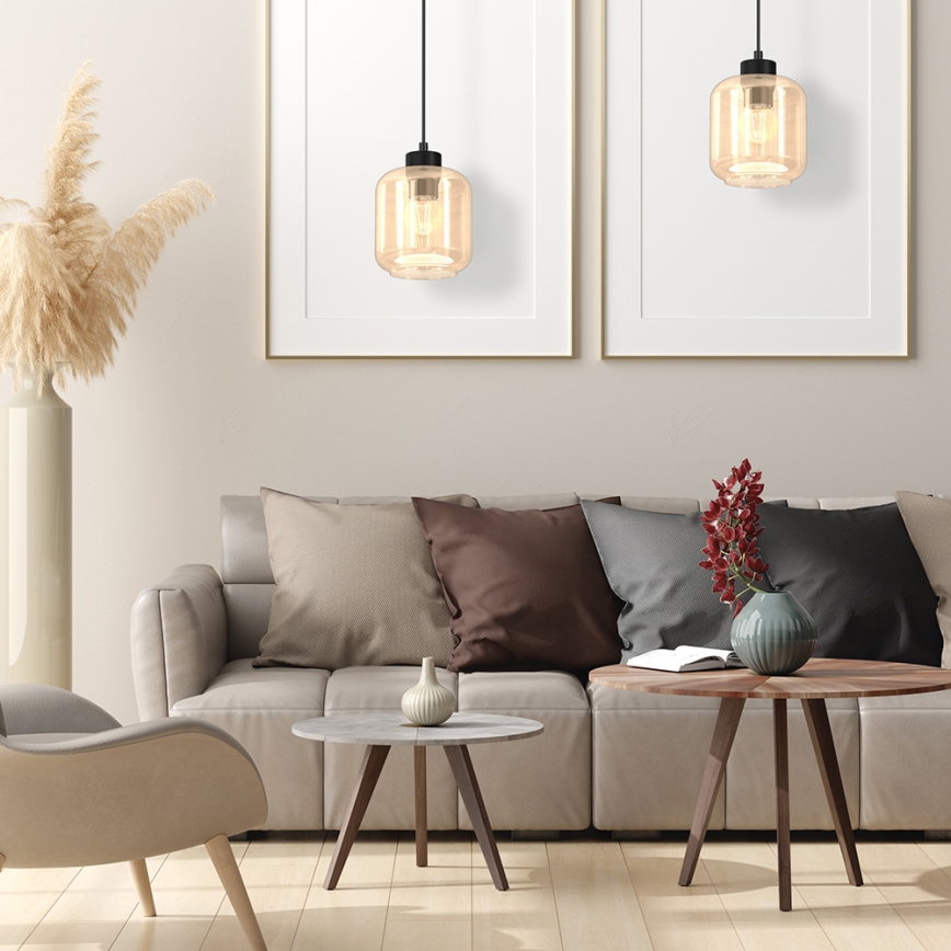 Ljuskrona med upphängningsrem SOMBRA 1xE27/60W/230V beige