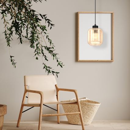 Ljuskrona med upphängningsrem SOMBRA 1xE27/60W/230V beige