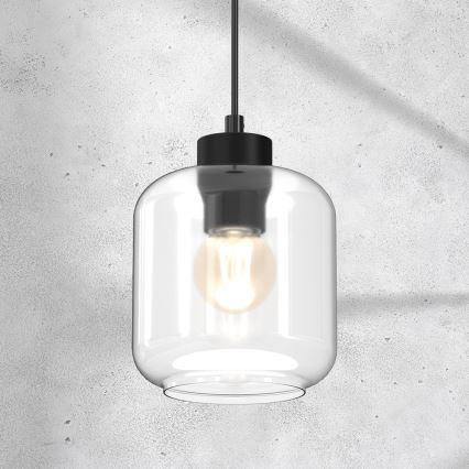 Ljuskrona med upphängningsrem SOMBRA 1xE27/60W/230V genomskinlig
