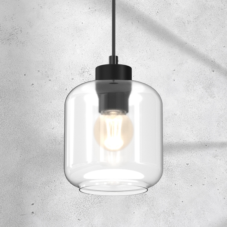 Ljuskrona med upphängningsrem SOMBRA 1xE27/60W/230V genomskinlig
