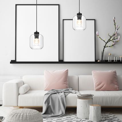 Ljuskrona med upphängningsrem SOMBRA 1xE27/60W/230V genomskinlig