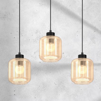 Ljuskrona med upphängningsrem SOMBRA 3xE27/60W/230V beige