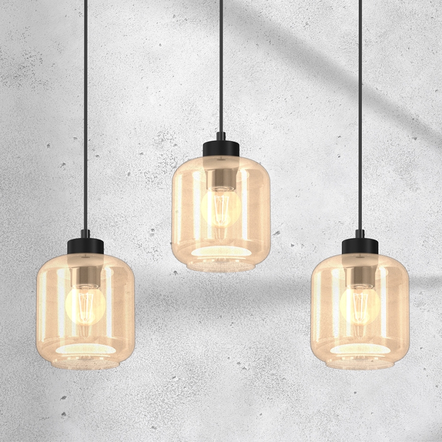 Ljuskrona med upphängningsrem SOMBRA 3xE27/60W/230V beige
