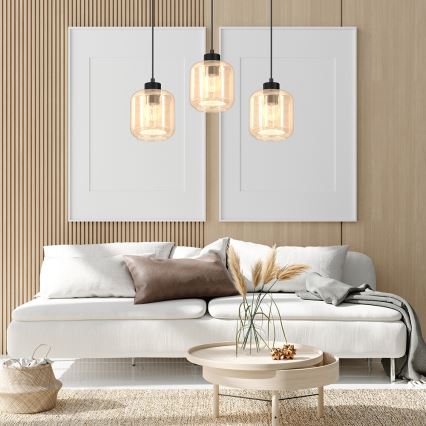 Ljuskrona med upphängningsrem SOMBRA 3xE27/60W/230V beige