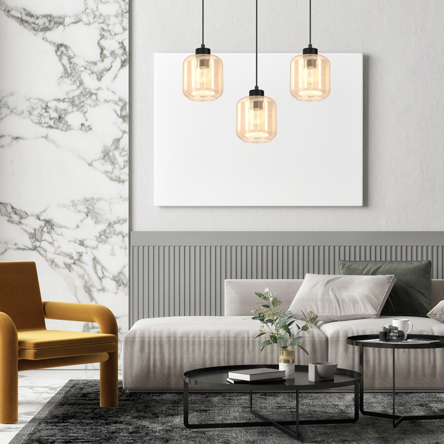 Ljuskrona med upphängningsrem SOMBRA 3xE27/60W/230V beige