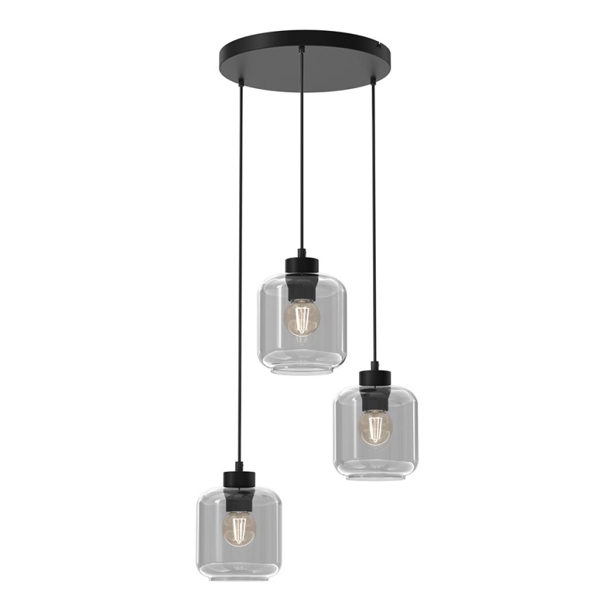 Ljuskrona med upphängningsrem SOMBRA 3xE27/60W/230V grå