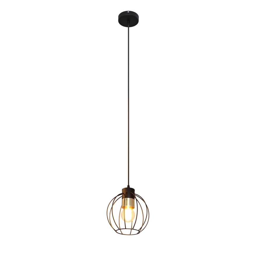 Ljuskrona med upphängningsrem STARLIGHT 1xE27/15W/230V svart/gyllene