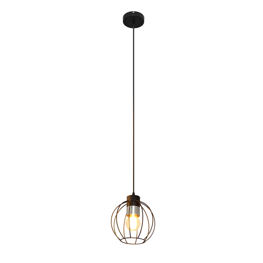 Ljuskrona med upphängningsrem STARLIGHT 1xE27/15W/230V svart/silver