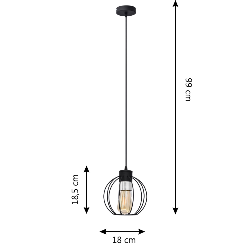Ljuskrona med upphängningsrem STARLIGHT 1xE27/15W/230V svart/silver