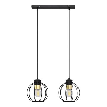 Ljuskrona med upphängningsrem STARLIGHT 2xE27/15W/230V svart/gyllene