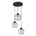 Ljuskrona med upphängningsrem STARLIGHT 3xE27/15W/230V svart/silver