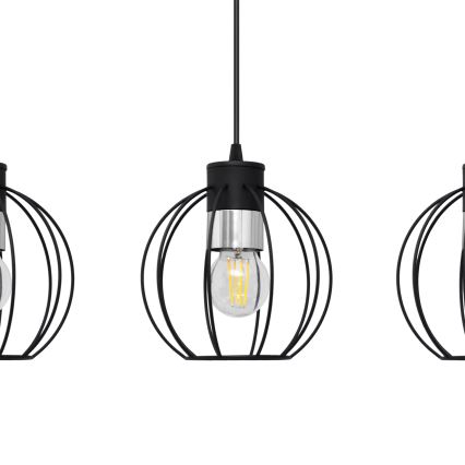 Ljuskrona med upphängningsrem STARLIGHT 3xE27/15W/230V svart/silver