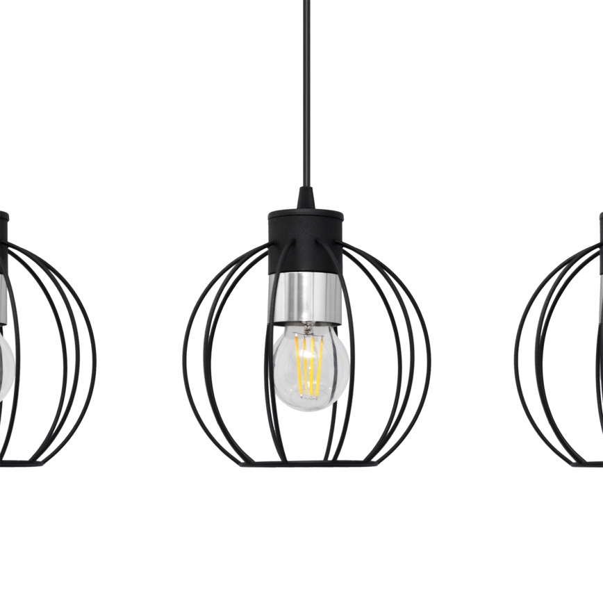 Ljuskrona med upphängningsrem STARLIGHT 3xE27/15W/230V svart/silver