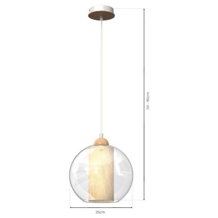 Ljuskrona med upphängningsrem TELA 1xE27/60W/230V d. 25 cm