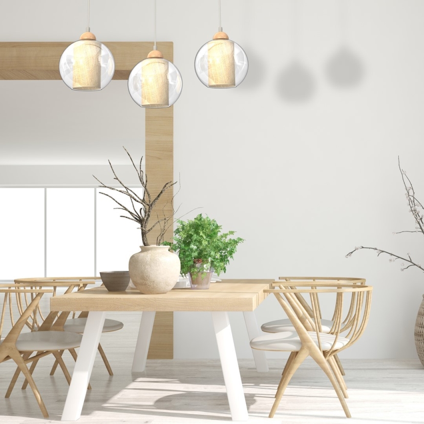 Ljuskrona med upphängningsrem TELA 3xE27/60W/230V