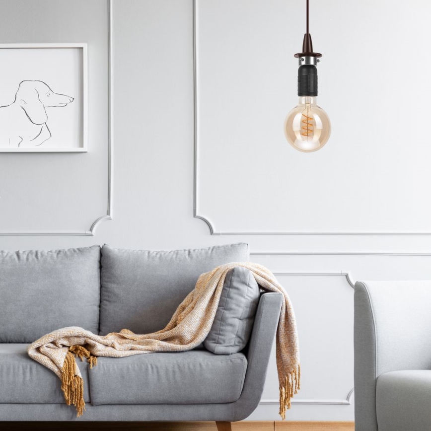 Ljuskrona med upphängningsrem TINA 1xE27/60W/230V brons