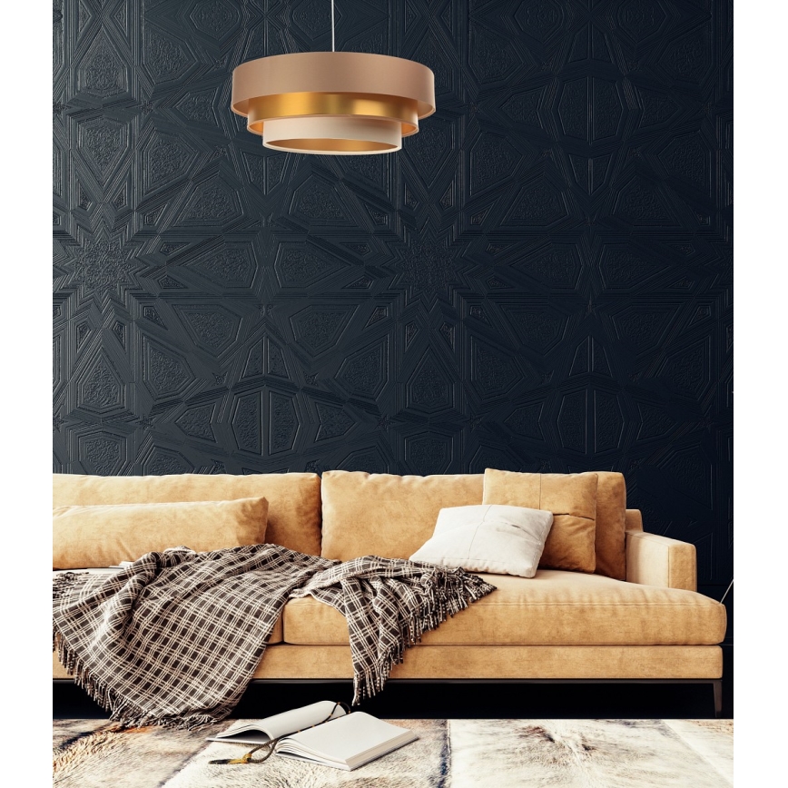 Ljusskrona med upphängningsrem  TRINITI 1xE27/60W/230V beige /gyllene