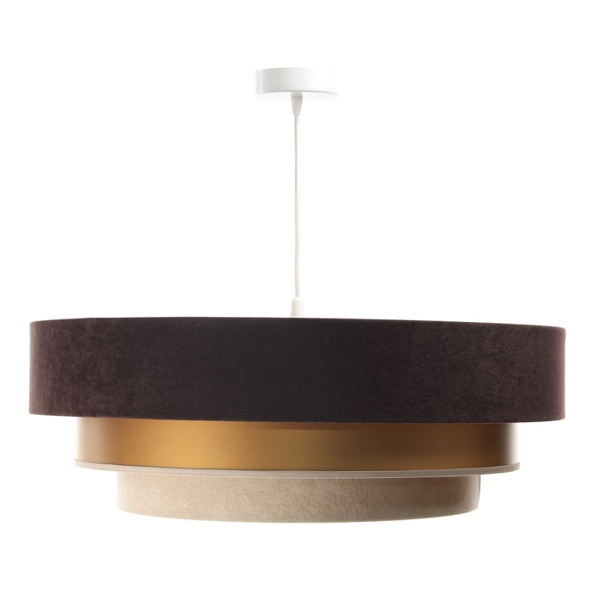Ljusskrona med upphängningsrem  TRINITI 1xE27/60W/230V brun /gyllene /beige