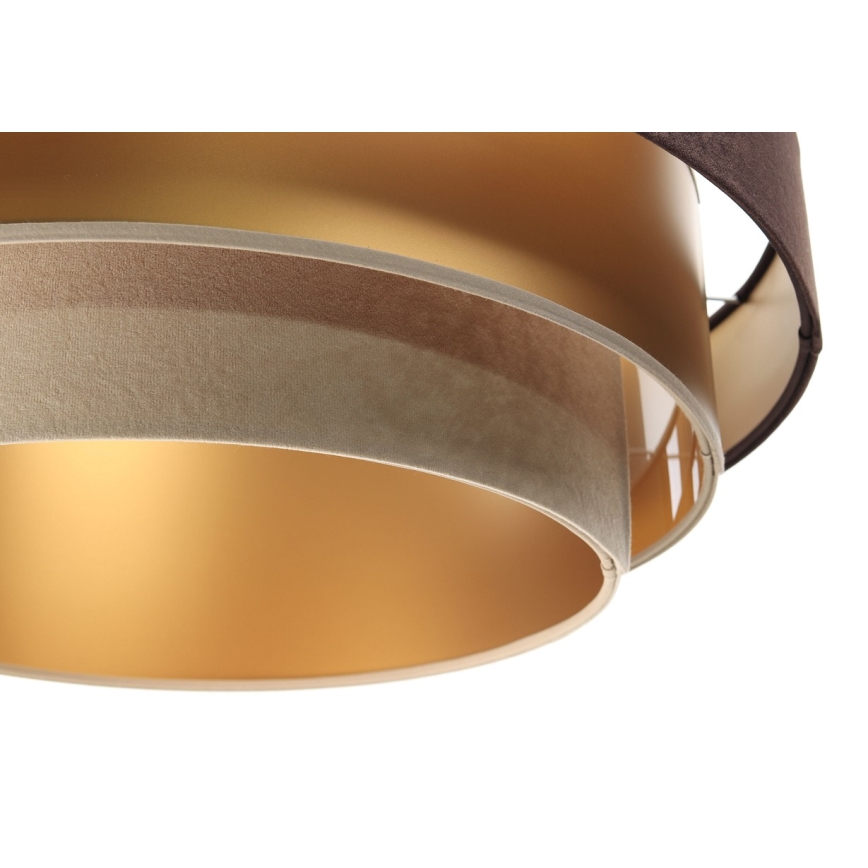 Ljusskrona med upphängningsrem  TRINITI 1xE27/60W/230V brun /gyllene /beige