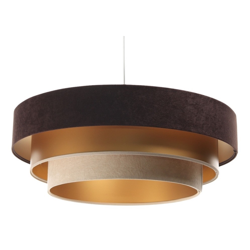 Ljusskrona med upphängningsrem  TRINITI 1xE27/60W/230V brun /gyllene /beige
