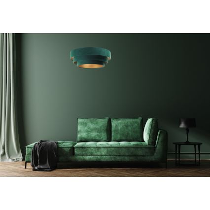 Ljusskrona med upphängningsrem  TRINITI 1xE27/60W/230V grön/gyllene