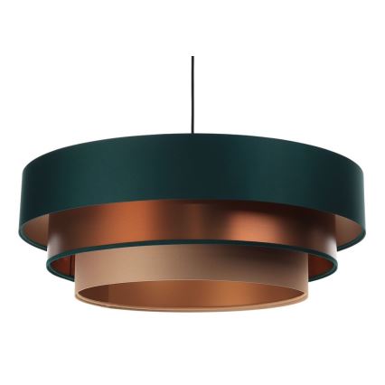 Ljusskrona med upphängningsrem  TRINITI 1xE27/60W/230V grön/koppar