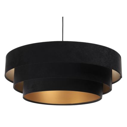 Ljusskrona med upphängningsrem  TRINITI 1xE27/60W/230V svart /gyllene
