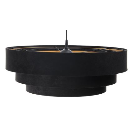 Ljusskrona med upphängningsrem  TRINITI 1xE27/60W/230V svart /gyllene