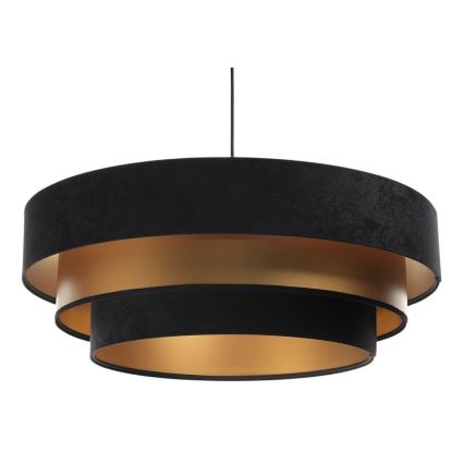 Ljusskrona med upphängningsrem  TRINITI 1xE27/60W/230V svart /gyllene