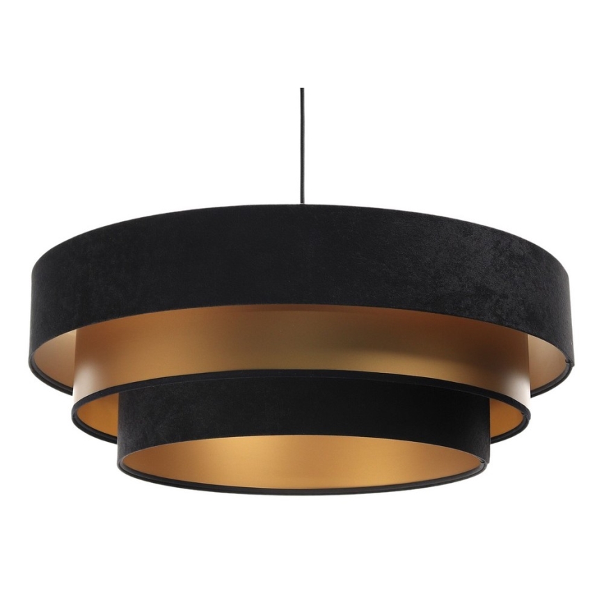Ljusskrona med upphängningsrem  TRINITI 1xE27/60W/230V svart /gyllene