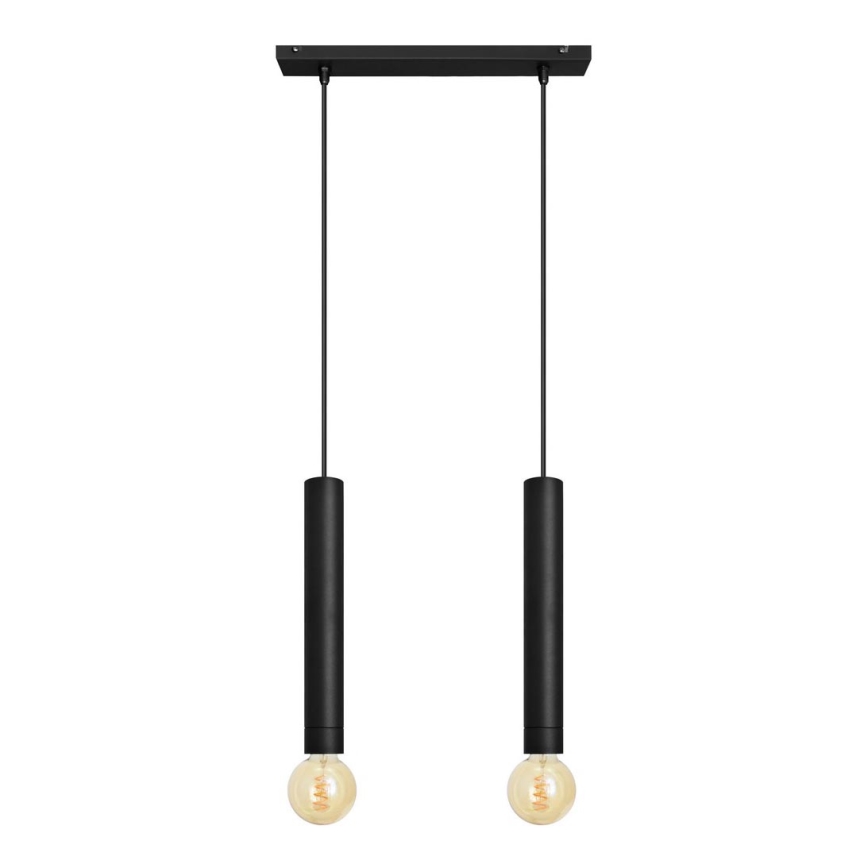 Ljuskrona med upphängningsrem TUBA 2xE27/15W/230V svart