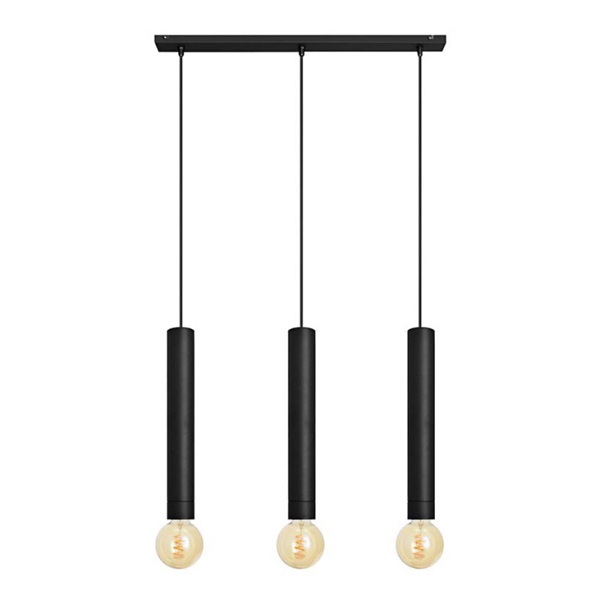 Ljuskrona med upphängningsrem TUBA 3xE27/15W/230V svart