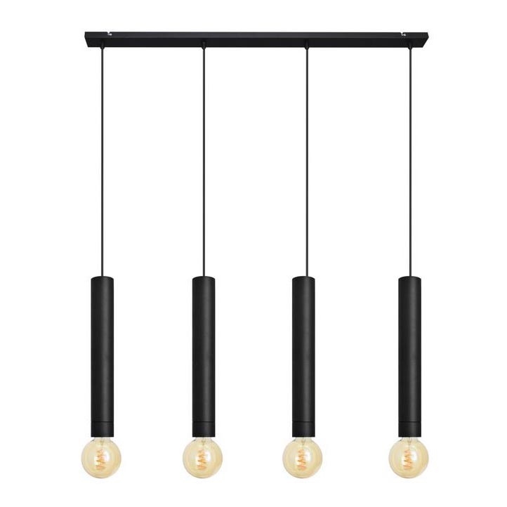 Ljuskrona med upphängningsrem TUBA 4xE27/15W/230V svart