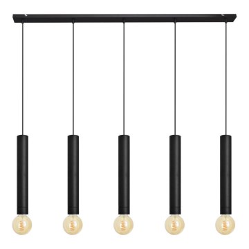Ljuskrona med upphängningsrem TUBA 5xE27/15W/230V svart