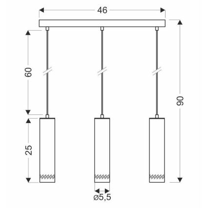 Ljusskrona med upphängningsrem  TUBO 3xGU10/25W/230V