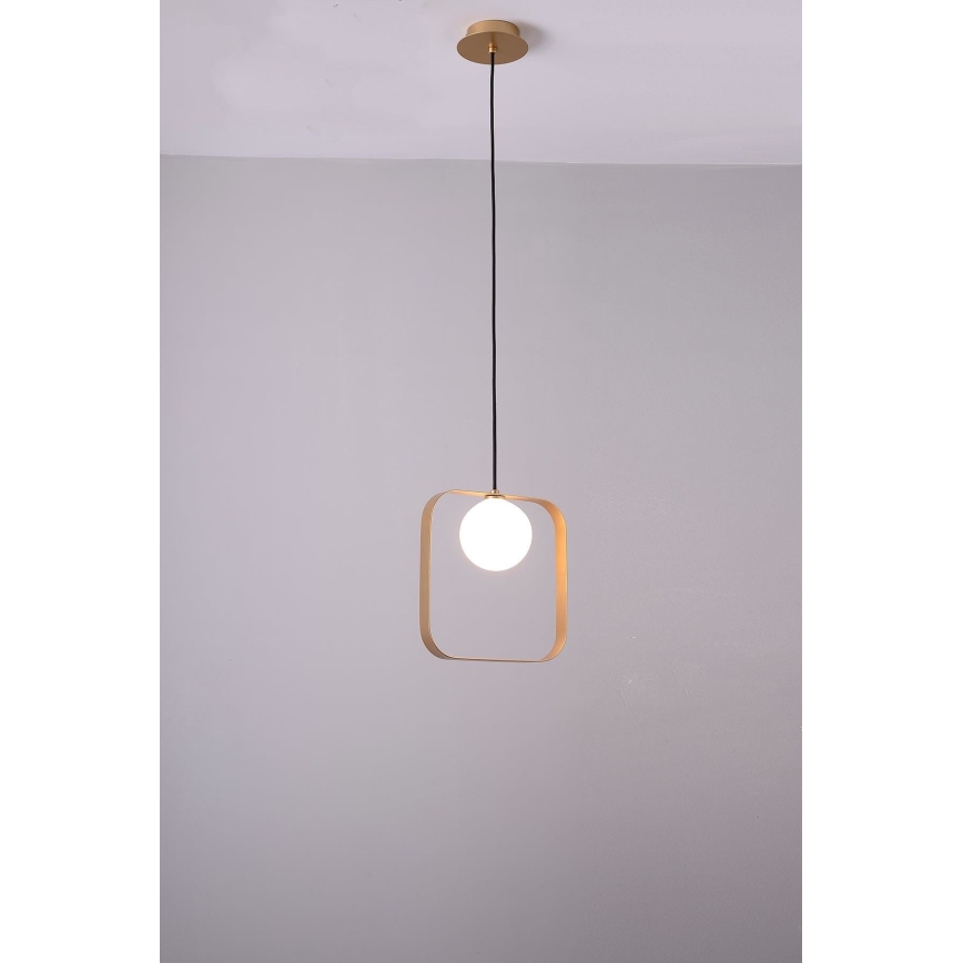 Ljuskrona med upphängningsrem TULA 1xG9/28W/230V vinklat gyllene