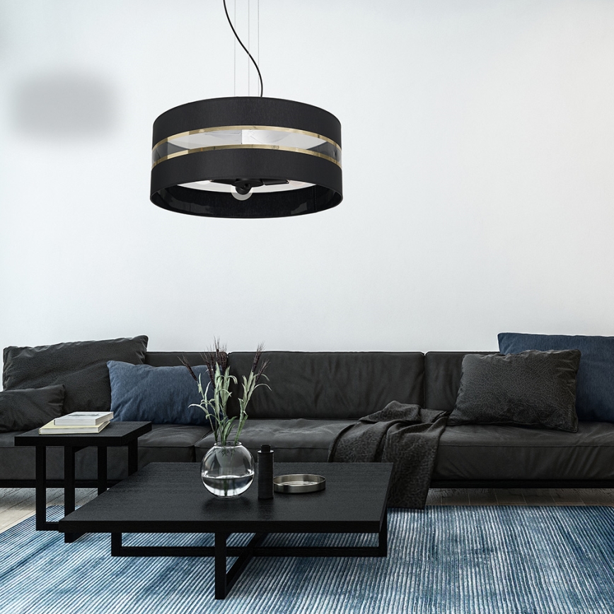 Ljusskrona med upphängningsrem  ULTIMO 3xE27/60W/230V svart 