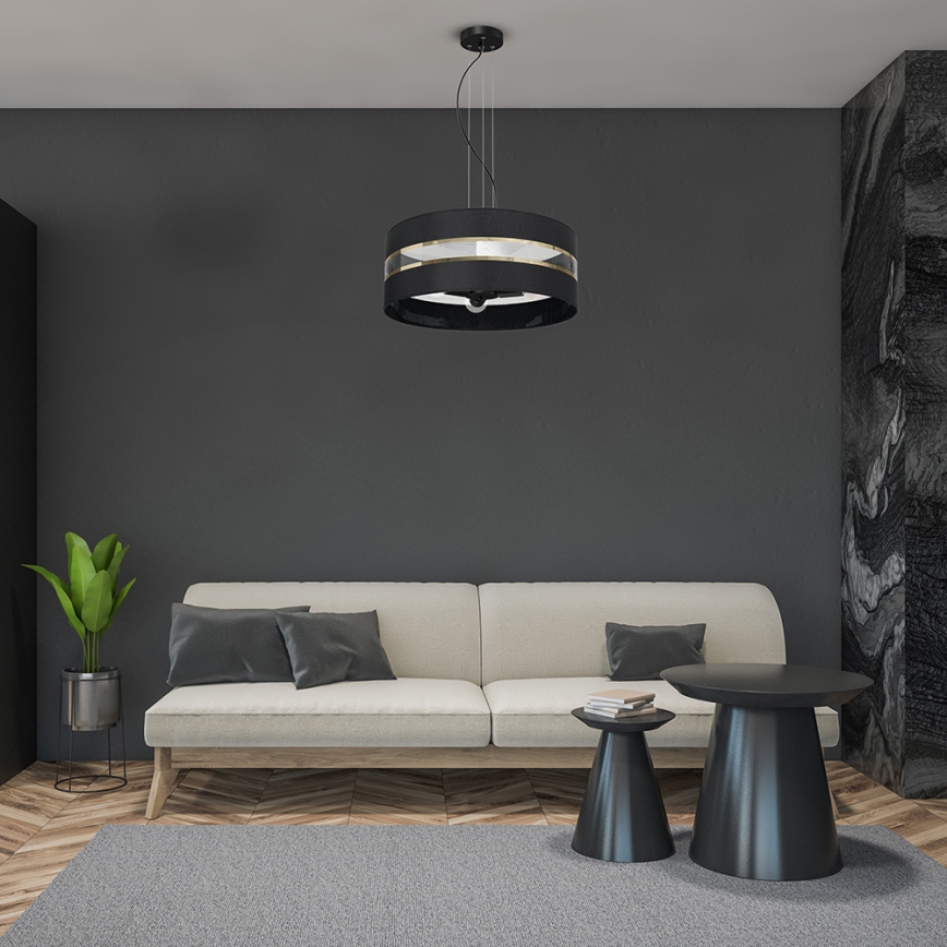 Ljusskrona med upphängningsrem  ULTIMO 3xE27/60W/230V svart 
