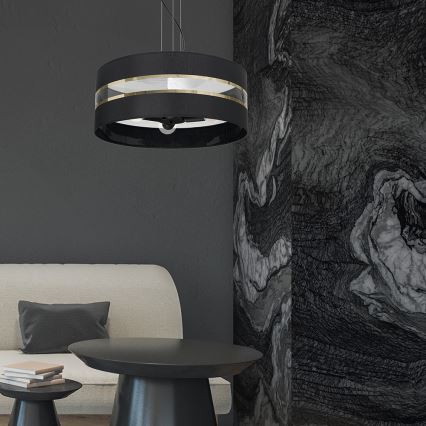 Ljusskrona med upphängningsrem  ULTIMO 3xE27/60W/230V svart 