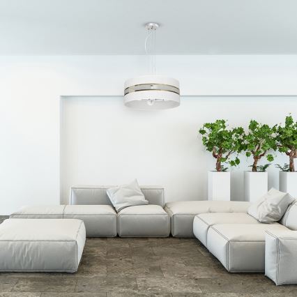Ljusskrona med upphängningsrem  ULTIMO 3xE27/60W/230V vit 
