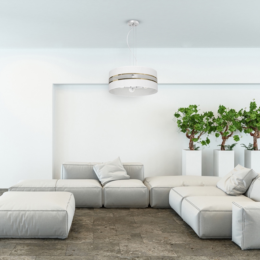 Ljusskrona med upphängningsrem  ULTIMO 3xE27/60W/230V vit 